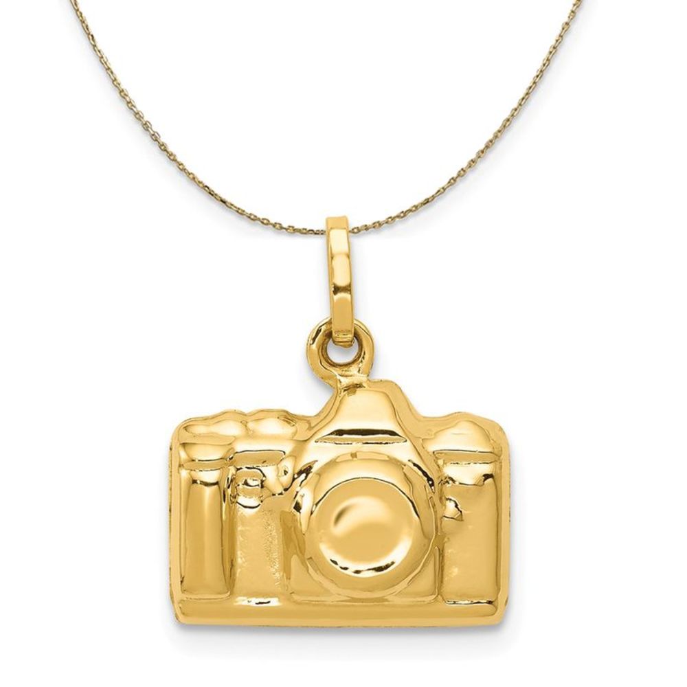 14k Yellow Gold Polished Camera Necklace - 16 Inch